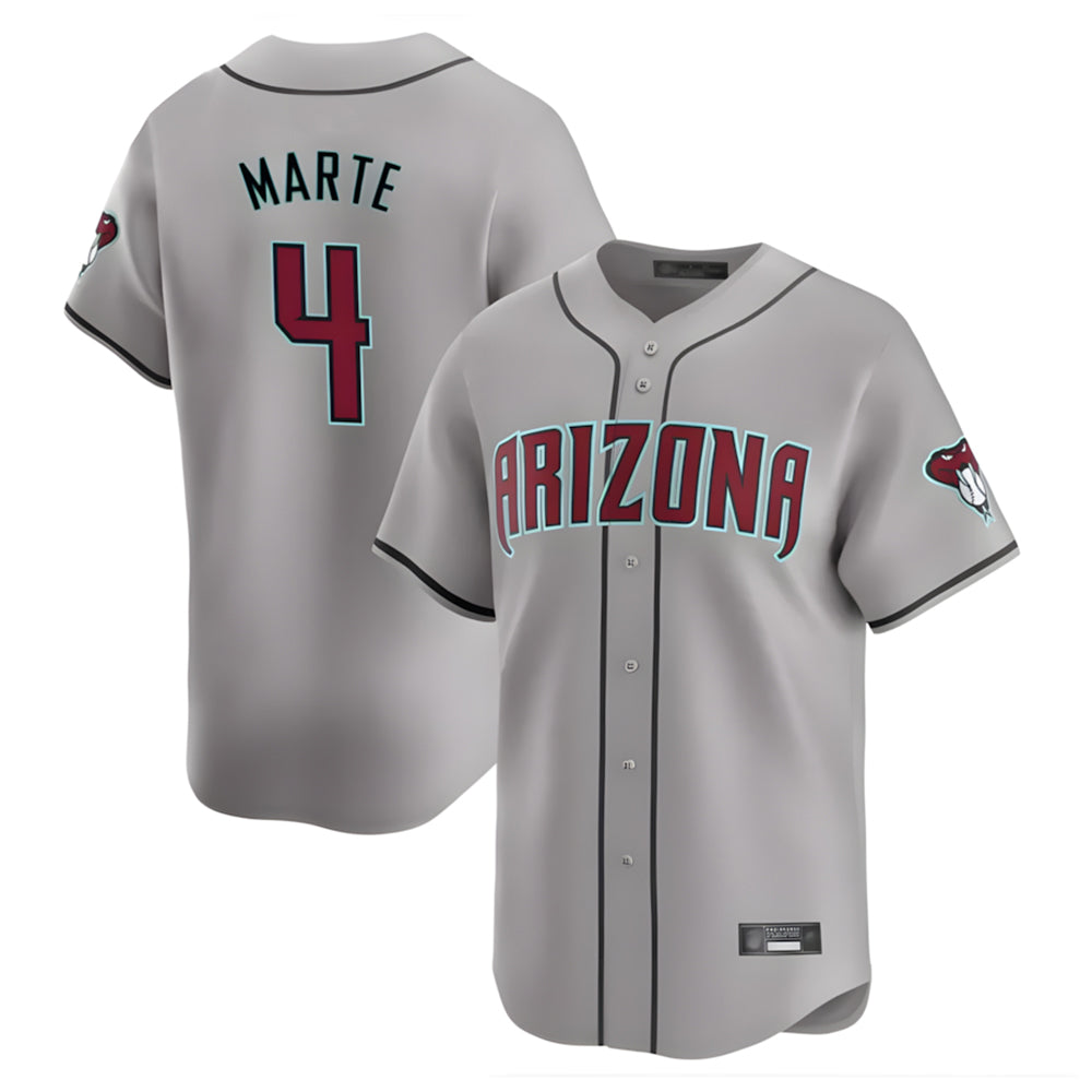 A.Diamondbacks #4 Ketel Marte Player Gray Road Limited Home Game Ldoa Stitched Jerseys
