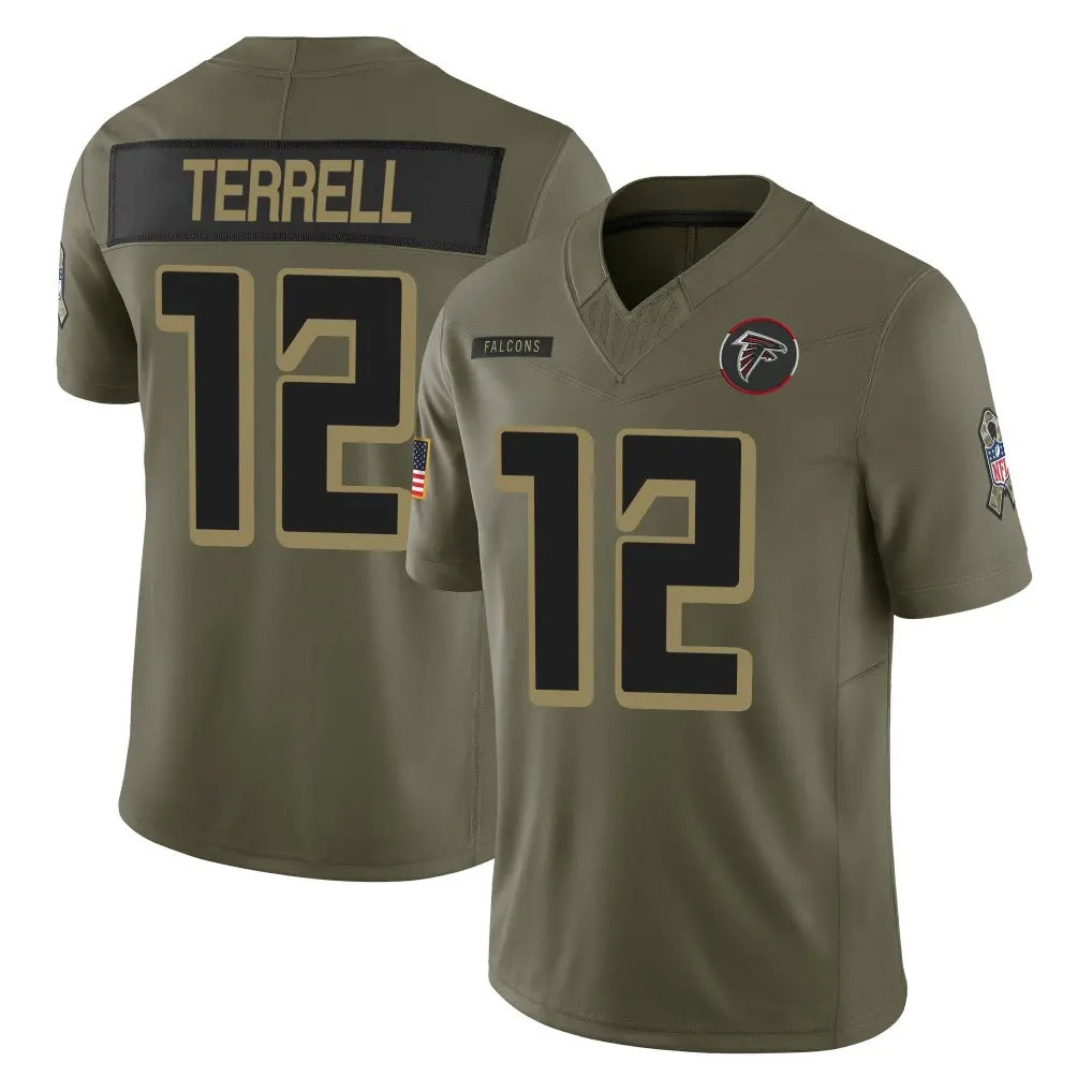A.Falcons #12 Avieon Terrell Player Olive Salute To Service Limited Home Game Ldoa Stitched Jerseys
