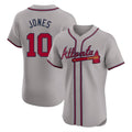 A.Braves #10 Chipper Jones Player Gray Limited Elite Home Game Ldoa Stitched Jerseys