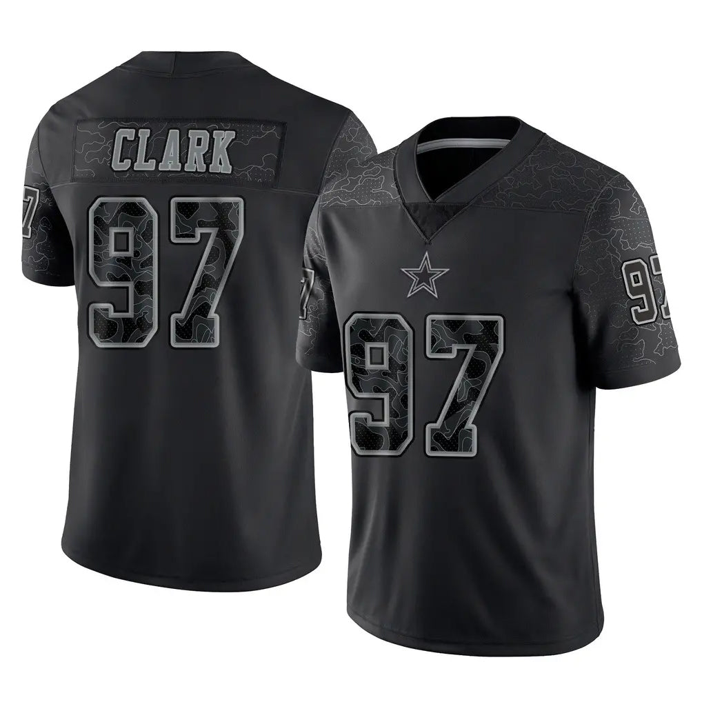 D.Cowboys #97 Kenny Clark Player Black Limited Reflective Home Game Ldoa Stitched Jerseys
