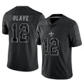 NO.Saints #12 Chris Olave Player Black Limited Reflective Home Game Ldoa Stitched Jerseys