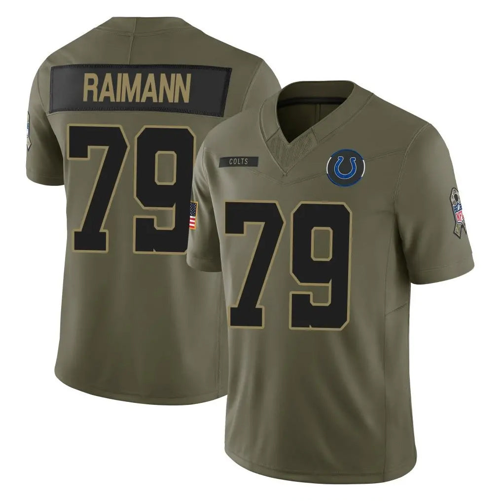 IN.Colts #79 Bernhard Raimann Player Olive 2025 Salute To Service Limited Game Ldoa Stitched Jerseys