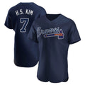 A.Braves #7 Ha-Seong Kim Player Navy Alternate Limited Elite Home Game Ldoa Stitched Jerseys