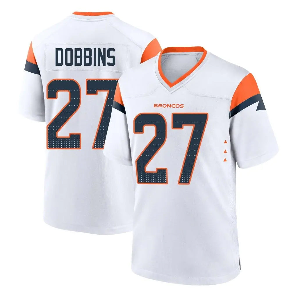 D.Broncos #27 J.K. Dobbins Player White Home Game Ldoa Stitched Jerseys