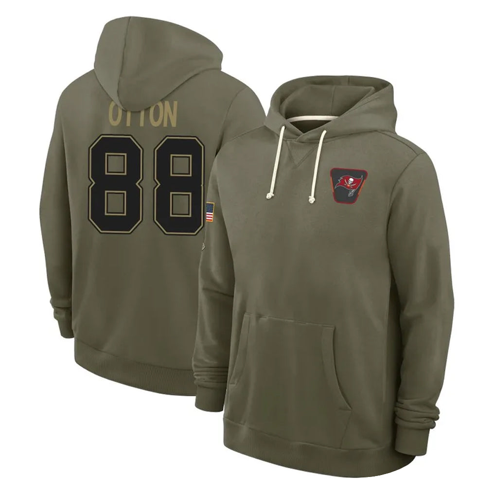 TB.Buccaneers #88 Cade Otton Player Olive Salute to Service Pullover Hoodies Limited Ldoa Stitched Jerseys