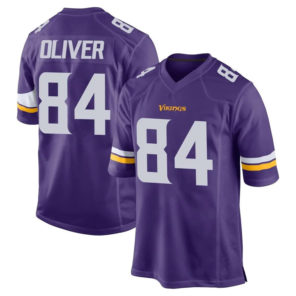 M.Vikings #84 Josh Oliver Player Purple Home Game Ldoa Stitched Jerseys