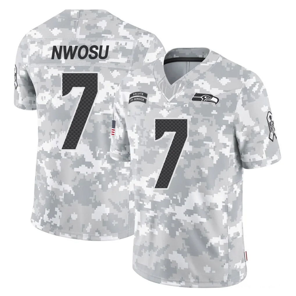 S.Seahawks #7 Uchenna Nwosu Player Arctic Camo Limited Salute To Service Home Game Ldoa Stitched Jerseys