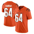 C.Bengals #64 Ted Karras Player Orange Vapor Untouchable Limited Home Game Ldoa Stitched Jerseys