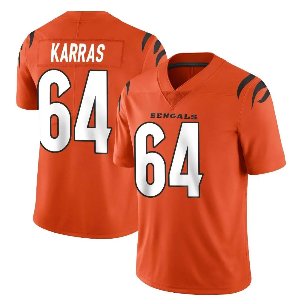 C.Bengals #64 Ted Karras Player Orange Vapor Untouchable Limited Home Game Ldoa Stitched Jerseys