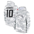 LA.Chargers #10 Justin Herbert Player Arctic Camo Salute to Service Hoodies Limited Game Ldoa Stitched Jerseys
