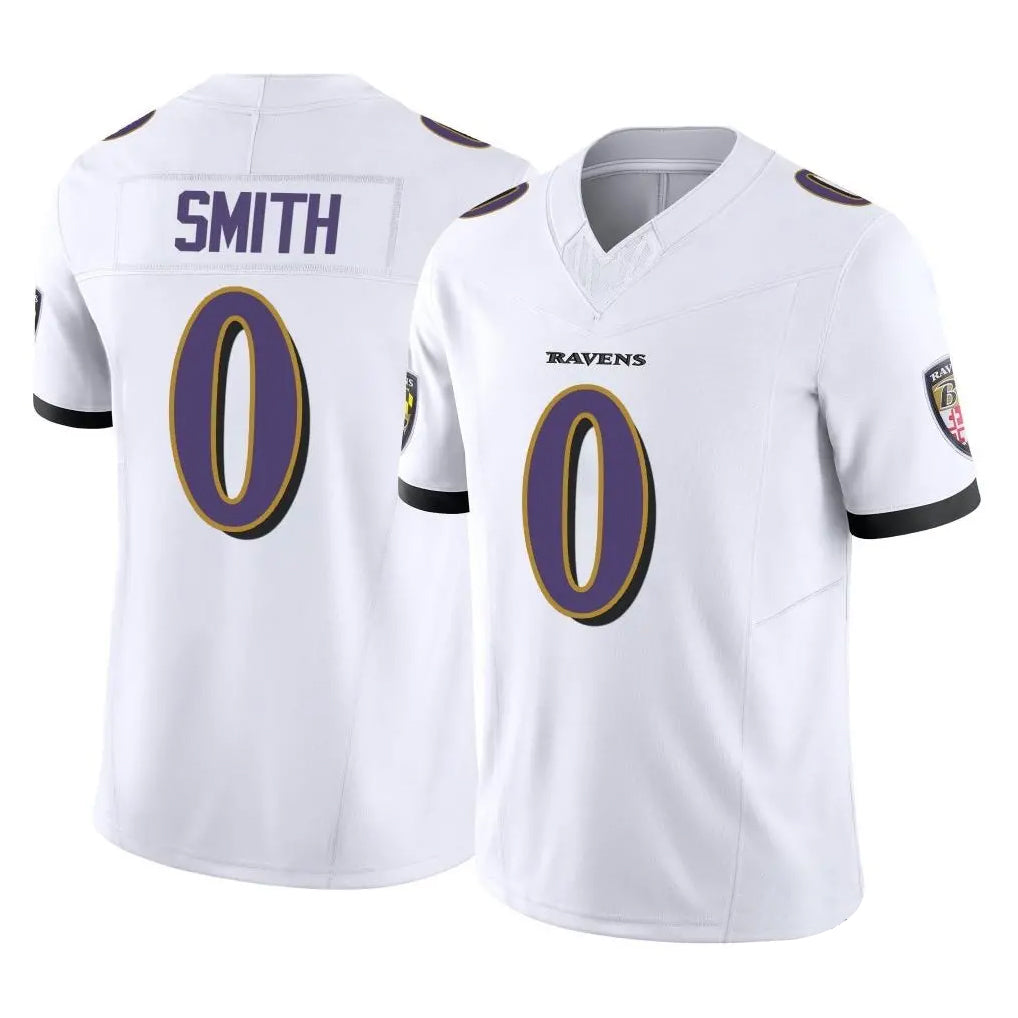 B.Ravens #0 Roquan Smith Player White Vapor F.U.S.E. Limited Home Game Ldoa Stitched Jerseys
