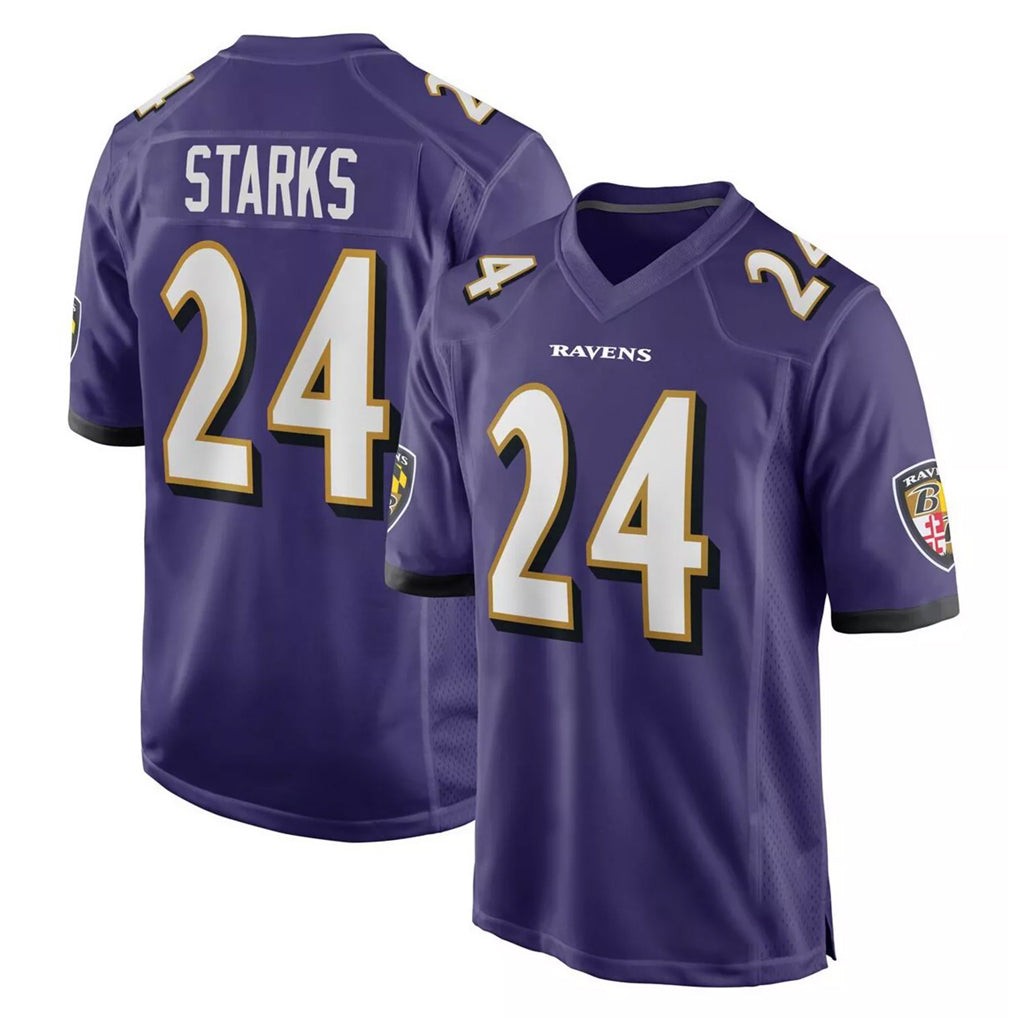 B.Ravens #24 Malaki Starks Player Purple Home Game Ldoa Stitched Jerseys