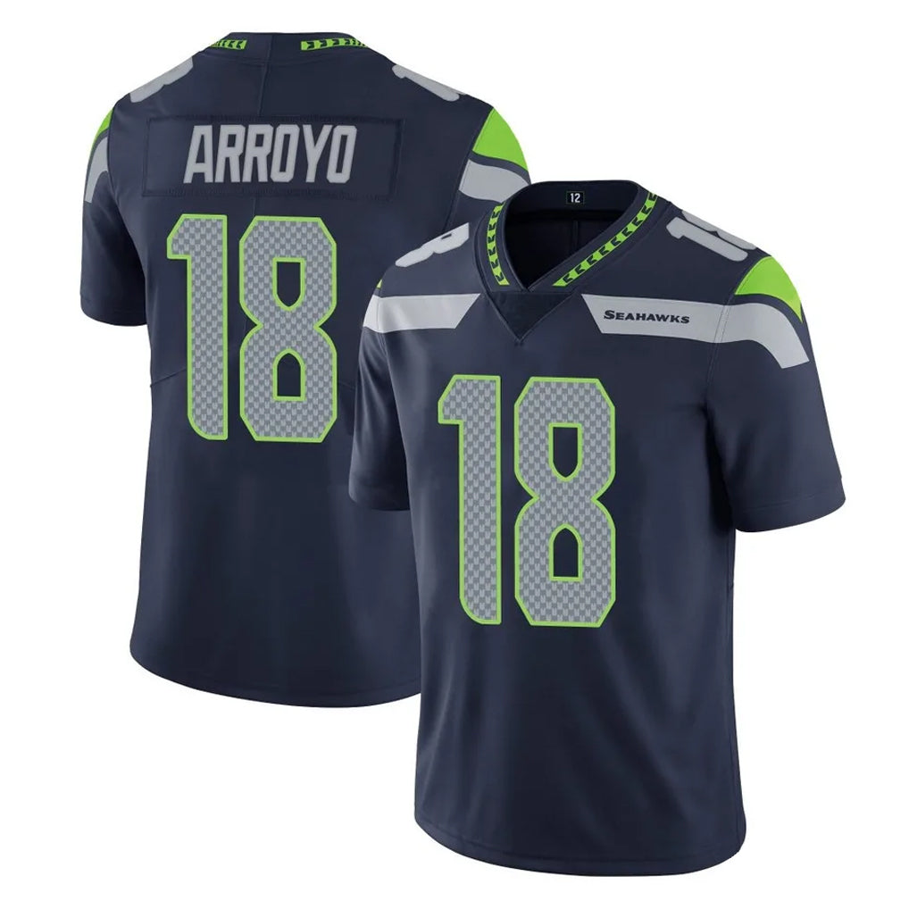 S.Seahawks #18 Elijah Arroyo Player Navy Limited Vapor Untouchable Home Game Ldoa Stitched Jerseys