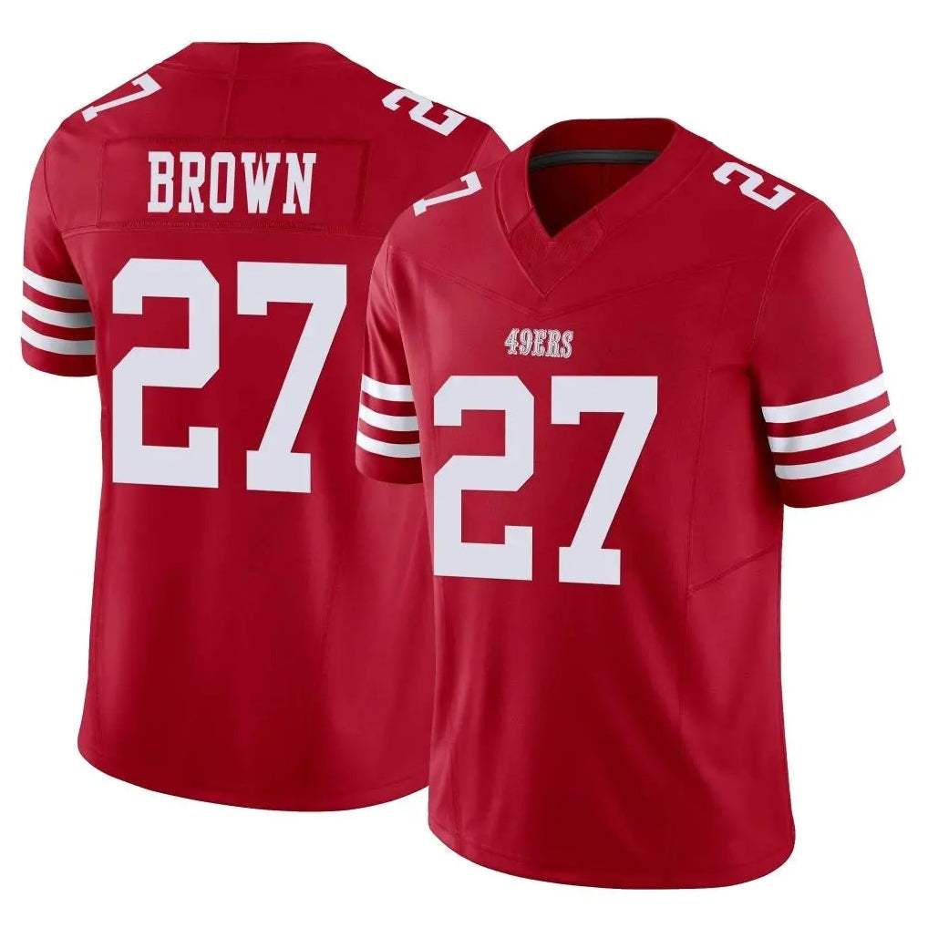 SF.49ers #27 Ji'Ayir Brown Player Red Limited Vapor F.U.S.E. Home Game Ldoa Stitched Jerseys