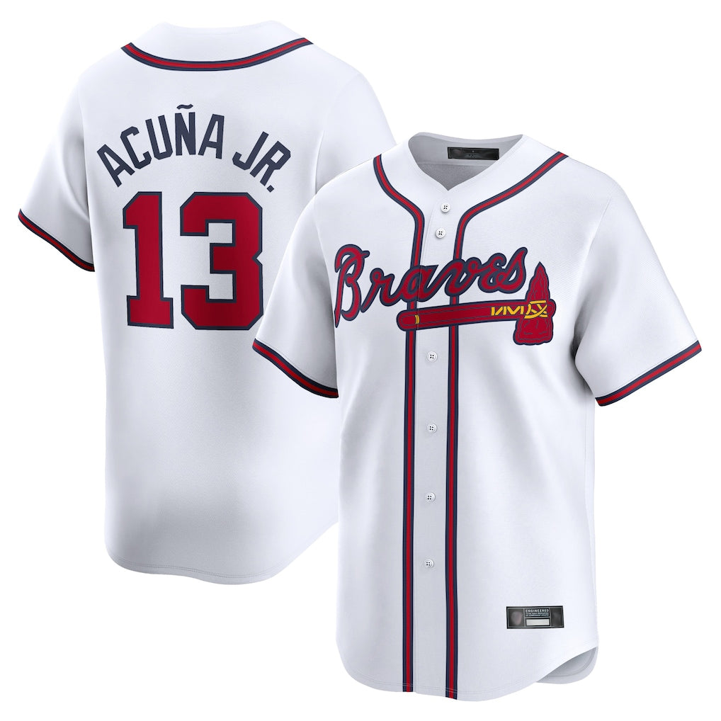 A.Braves #13 Ronald Acuna Jr Player White Limited Home Game Ldoa Stitched Jerseys