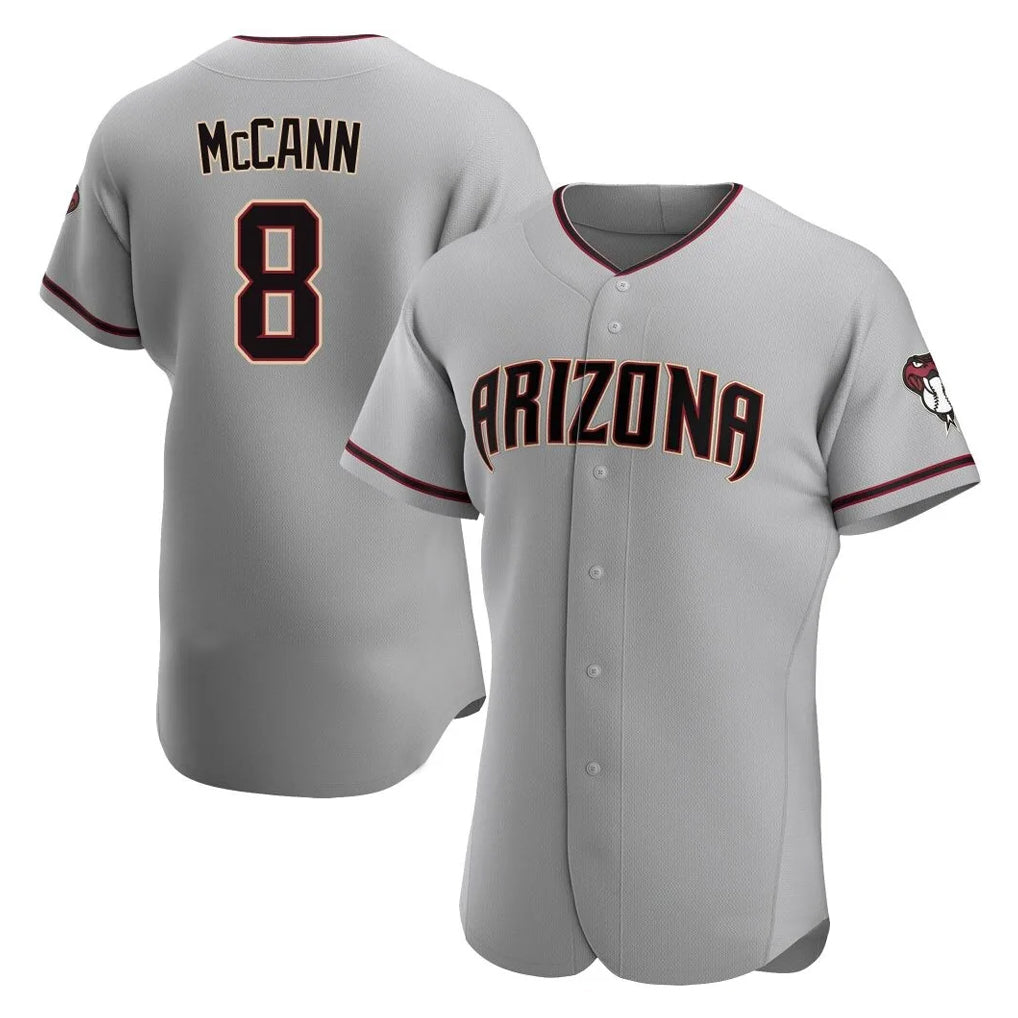 A.Diamondbacks #8 James McCann Player Gray Road Limited Elite Home Game Ldoa Stitched Jerseys