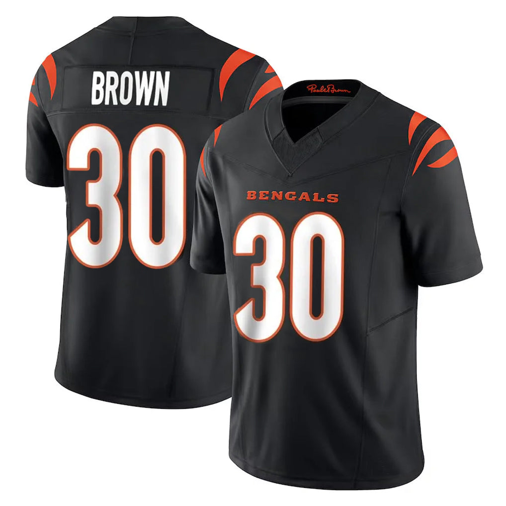 C.Bengals #30 Chase Brown Player Black Vapor F.U.S.E. Limited Home Game Ldoa Stitched Jerseys