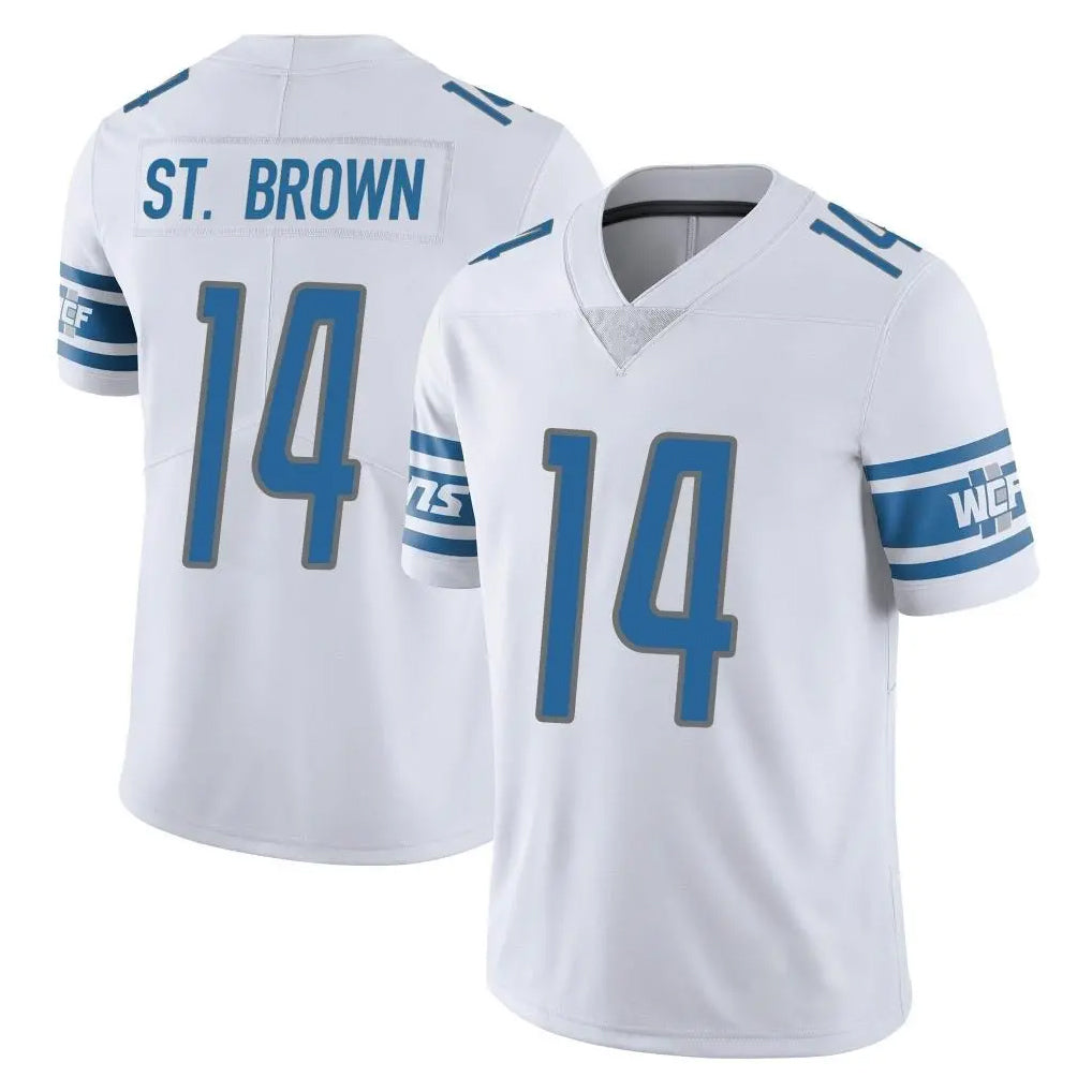 D.Lions #14 Amon-Ra St. Brown Player White Limited Vapor Untouchable Home Game Ldoa Stitched Jerseys