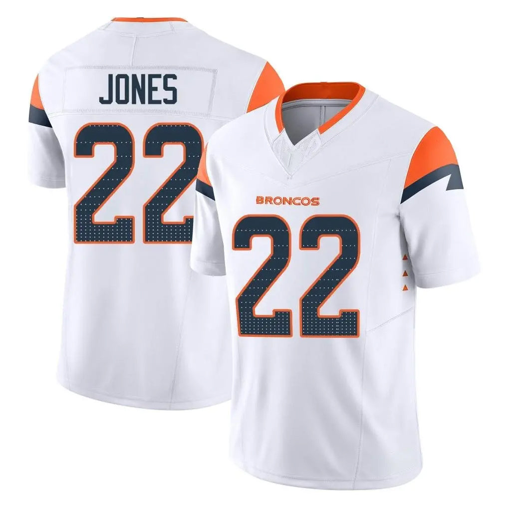 D.Broncos #22 Brandon Jones Player White Limited Vapor F.U.S.E. Home Game Ldoa Stitched Jerseys