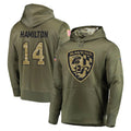 B.Ravens #14 Kyle Hamilton Player Olive Salute to Service Pullover Hoodie Ldoa Stitched Jerseys