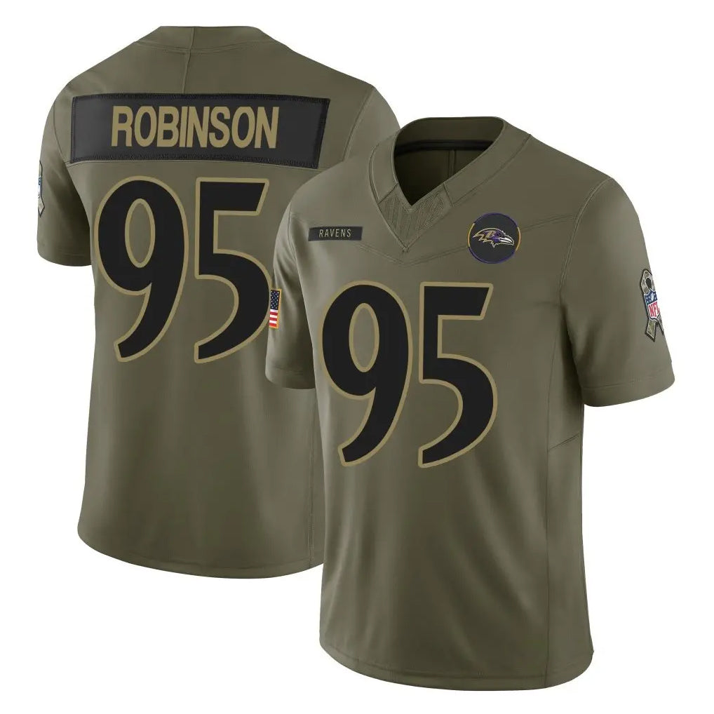 B.Ravens #95 Tavius Robinson Player Olive Salute To Service Limited Home Game Ldoa Stitched Jerseys