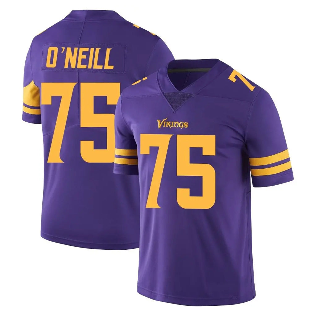 M.Vikings #75 Brian O'Neill Player Purple Limited Color Rush Home Game Ldoa Stitched Jerseys