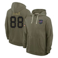 B.Bills #88 Dawson Knox Player Olive Salute to Service Hoodies Ldoa Stitched Jerseys