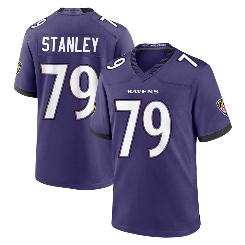B.Ravens #79 Ronnie Stanley Player Purple Home Game Ldoa Stitched Jerseys