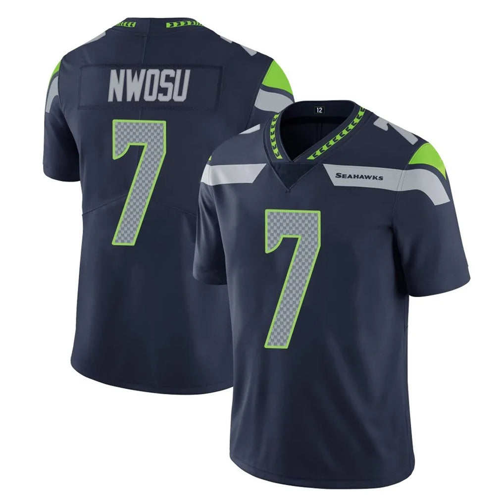 S.Seahawks #7 Uchenna Nwosu Player Navy Limited Vapor Untouchable Home Game Ldoa Stitched Jerseys