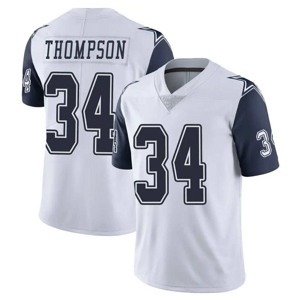 D.Cowboys #34 Jalen Thompson Player White-Navy Limited Color Rush Vapor Untouchable Home Game Ldoa Stitched Jerseys