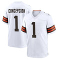 C.Browns #1 KC Concepcion Player White Home Game Ldoa Stitched Jerseys
