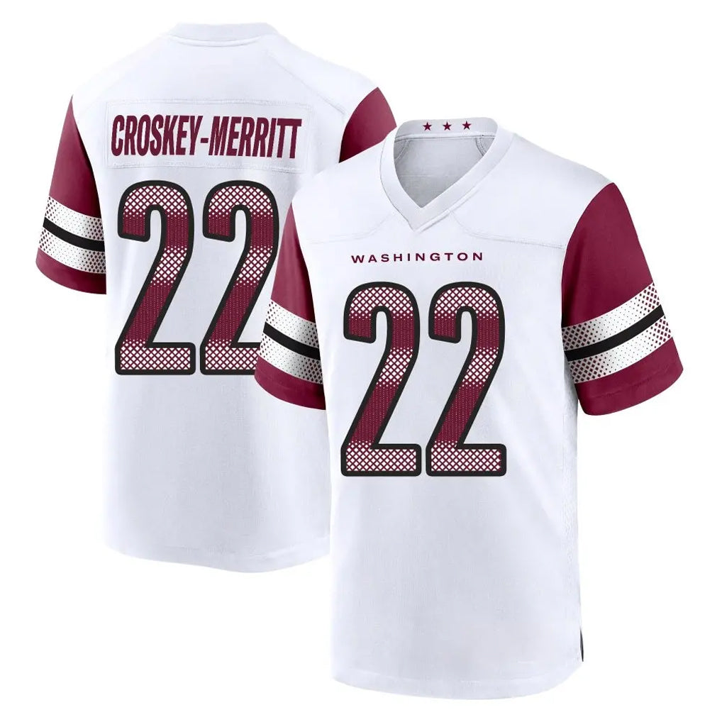 W.Commanders #22 Jacory Croskey-Merritt Player White Game Home Ldoa Stitched Jerseys