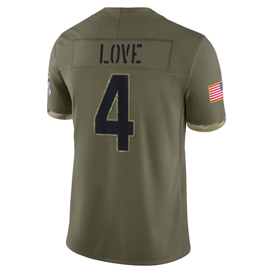 A.Cardinals #4 Jeremiyah Love Player Olive Salute To Service Limited Home Game Ldoa Stitched Jerseys