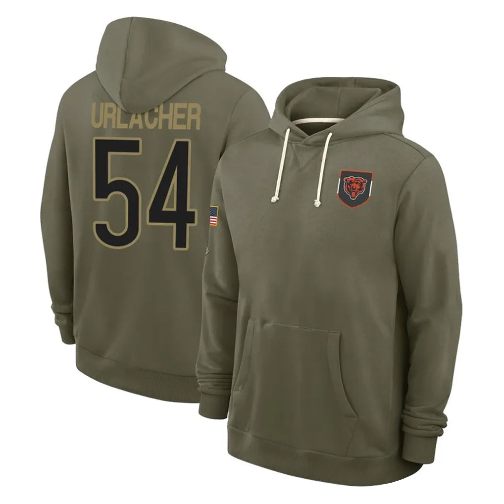 C.Bears #54 Brian Urlacher Player Olive Salute to Service Pullover Hoodies Limited Ldoa Stitched Jerseys