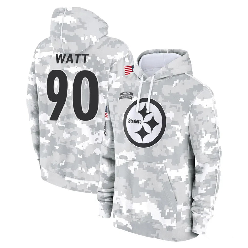 P.Steelers #90 T.J. Watt Player Arctic Camo Limited Salute to Service Pullover Hoodies Game Ldoa Stitched Jerseys