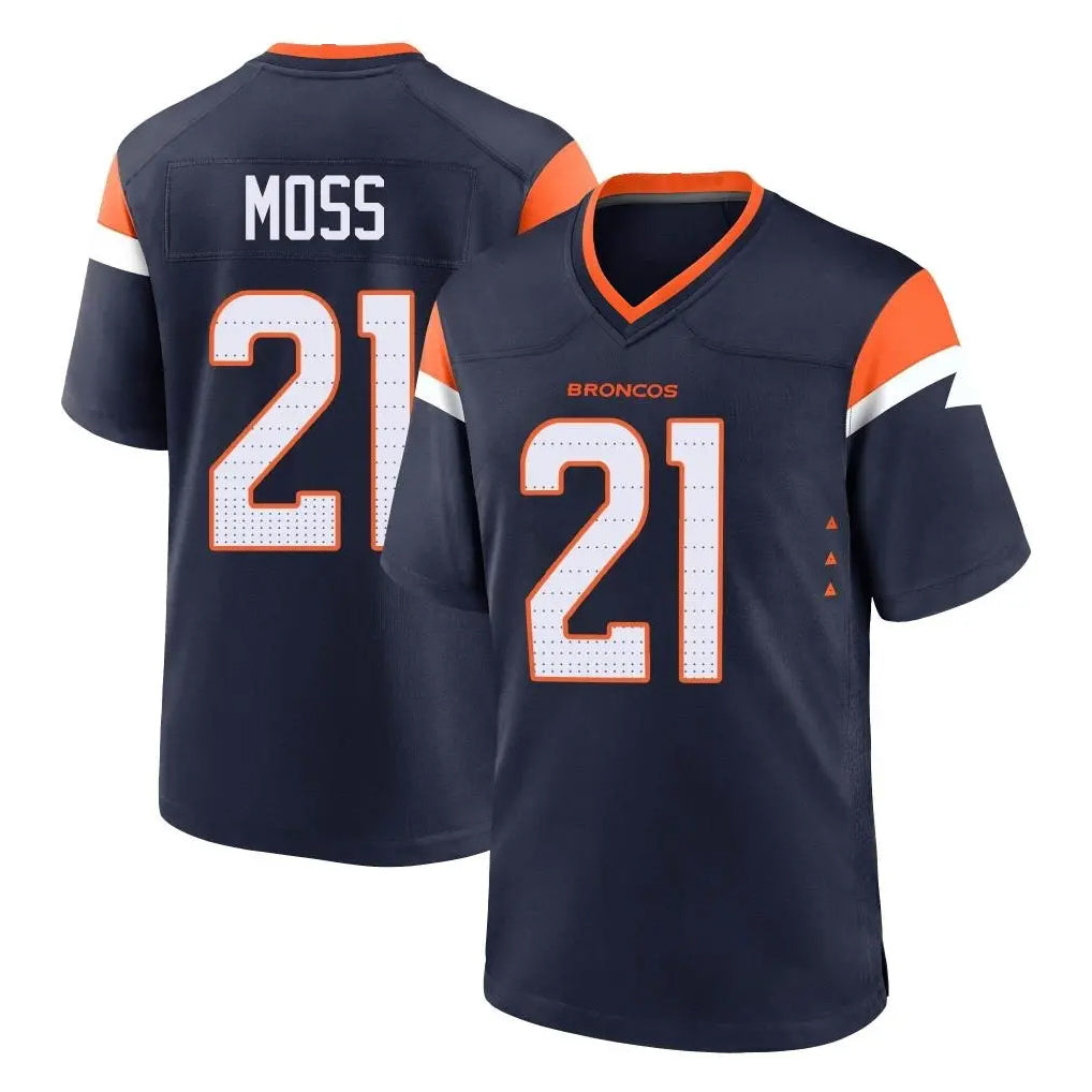 D.Broncos #21 Riley Moss Player Navy Home Game Ldoa Stitched Jerseys