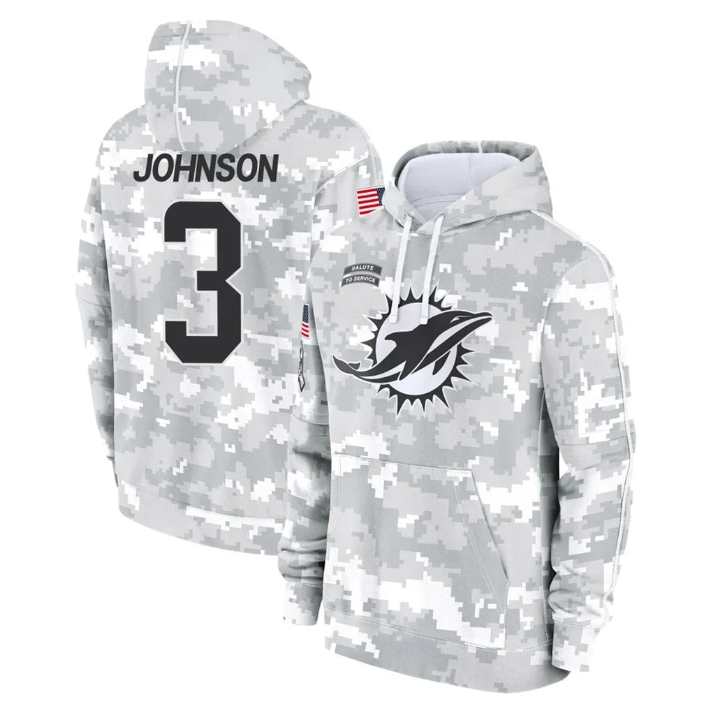 M.Dolphins #3 Chris Johnson Player Arctic Camo Salute to Service Hoodies Limited Game Ldoa Stitched Jerseys