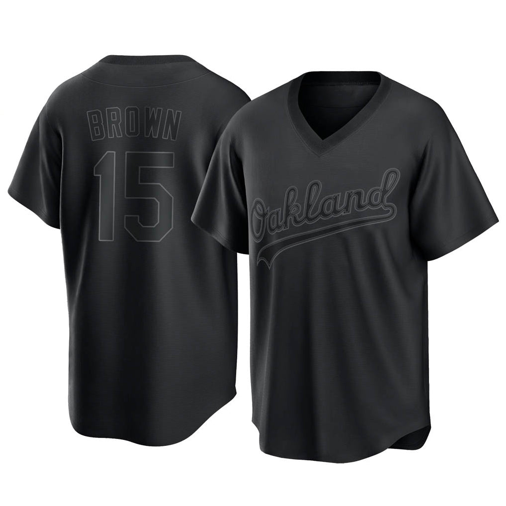 Athletics #15 Seth Brown Player Black Pitch Fashion T-shirt Home Game Ldoa Stitched Jerseys