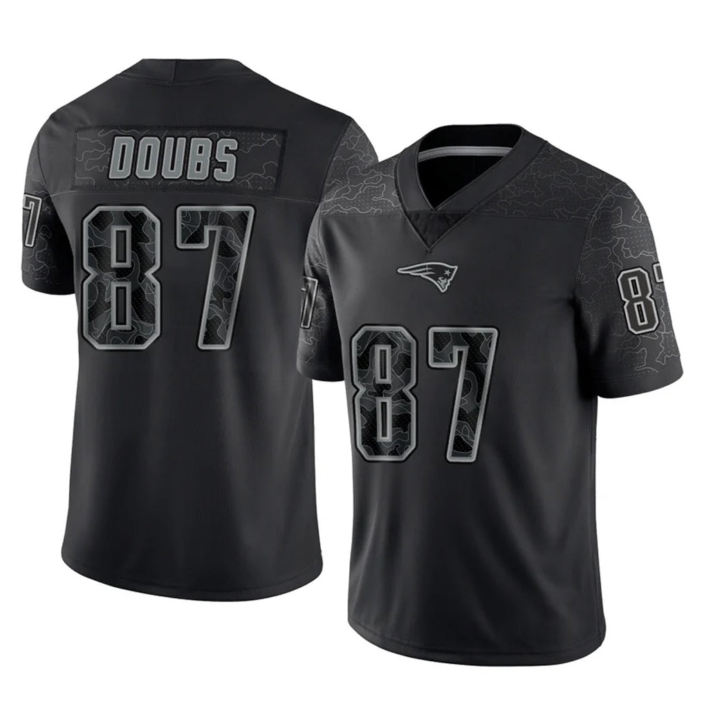 NE.Patriots #87 Romeo Doubs Player Black Reflective LImited Home Game Ldoa Stitched Jerseys
