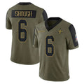 NO.Saints #6 Tyler Shough Player Olive Salute To Service Limited Game Ldoa Stitched Jerseys