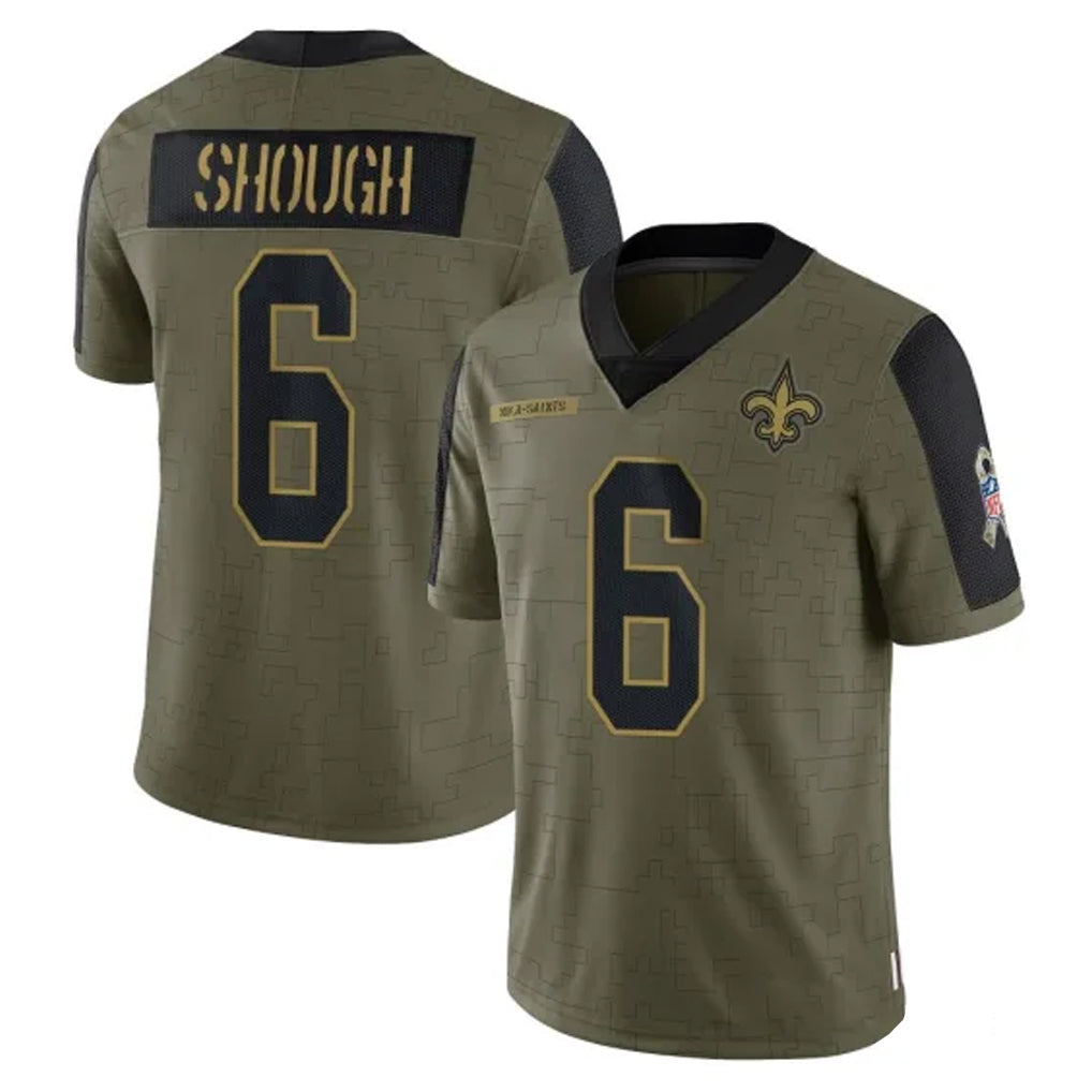 NO.Saints #6 Tyler Shough Player Olive Salute To Service Limited Game Ldoa Stitched Jerseys