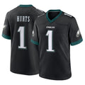 P.Eagles #1 Jalen Hurts Player Black Game Home Ldoa Stitched Jerseys