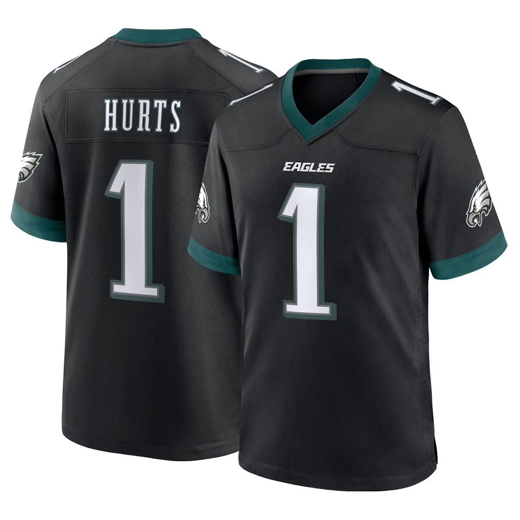 P.Eagles #1 Jalen Hurts Player Black Game Home Ldoa Stitched Jerseys