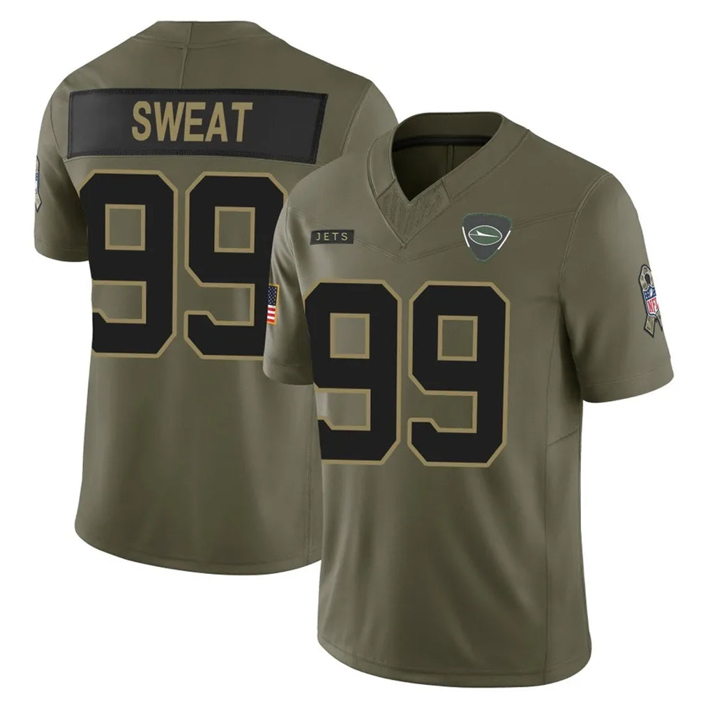 NY.Jets #99 T'Vondre Sweat Player Olive 2025 Salute To Service Limited Ldoa Stitched Jerseys