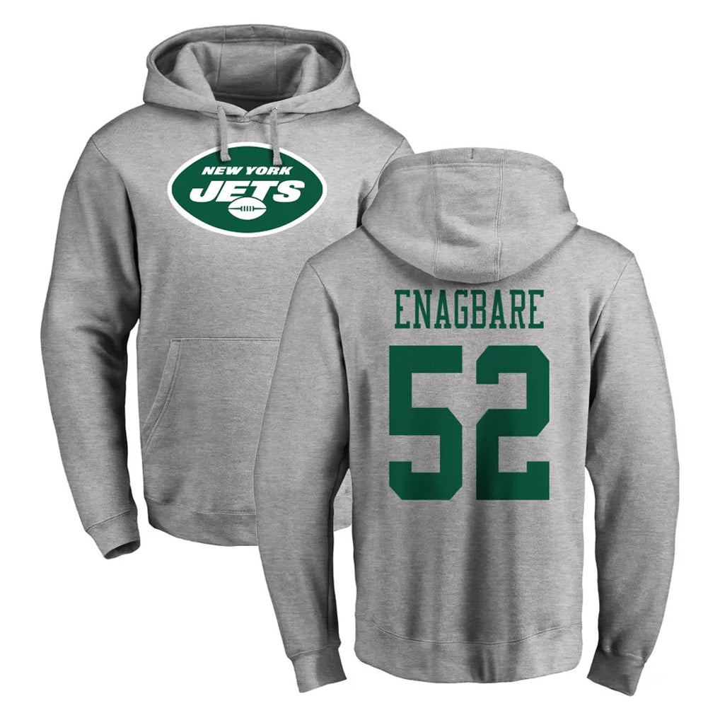 NY.Jets #52 Kingsley Enagbare Player Gray LOGO Pullover Hoodies Limited Game Ldoa Stitched Jerseys
