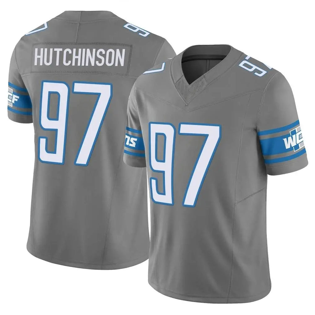 D.Lions #97 Aidan Hutchinson Player Gray Vapor F.U.S.E. Limited Home Game Ldoa Stitched Jerseys