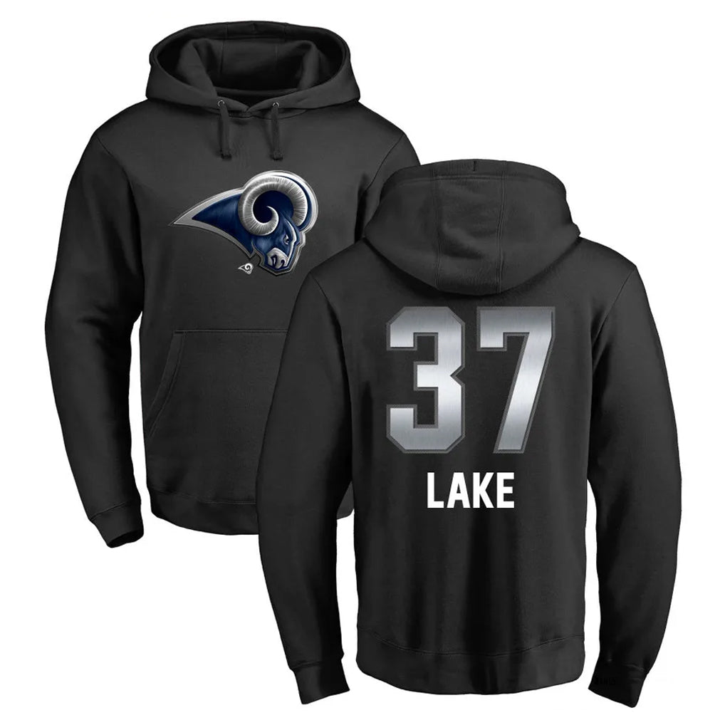 LA.Rams #37 Quentin Lake Player Black Pullover Hoodie Limited Game Ldoa Stitched Jerseys