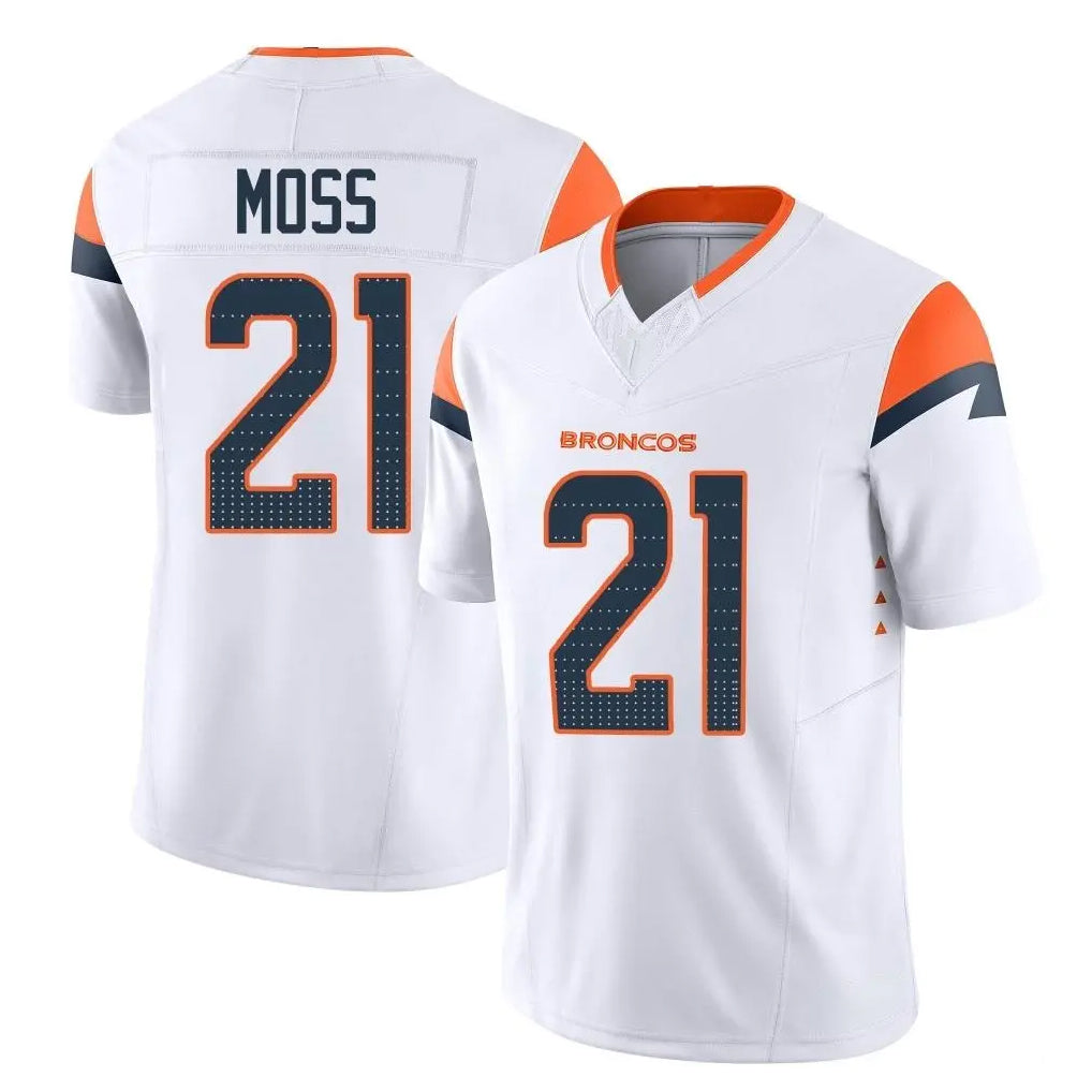 D.Broncos #21 Riley Moss Player White Limited Vapor F.U.S.E. Home Game Ldoa Stitched Jerseys