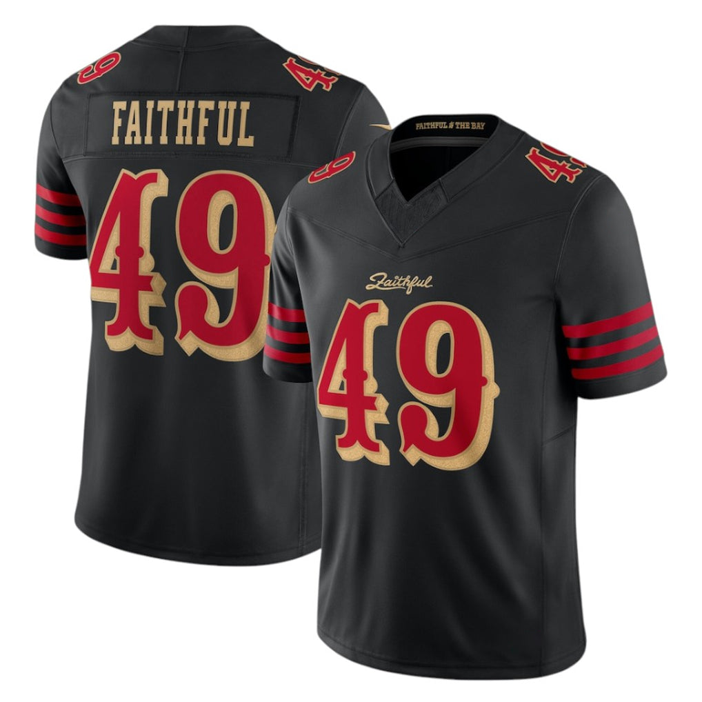 SF.49ers #49 The Faithful Player Black Limited Rivalries Collection Home Game Ldoa Stitched Jerseys