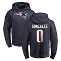 NE.Patriots #0 Christian Gonzalez Player Navy LOGO Pullover Hoodies Home Game Ldoa Stitched Jerseys